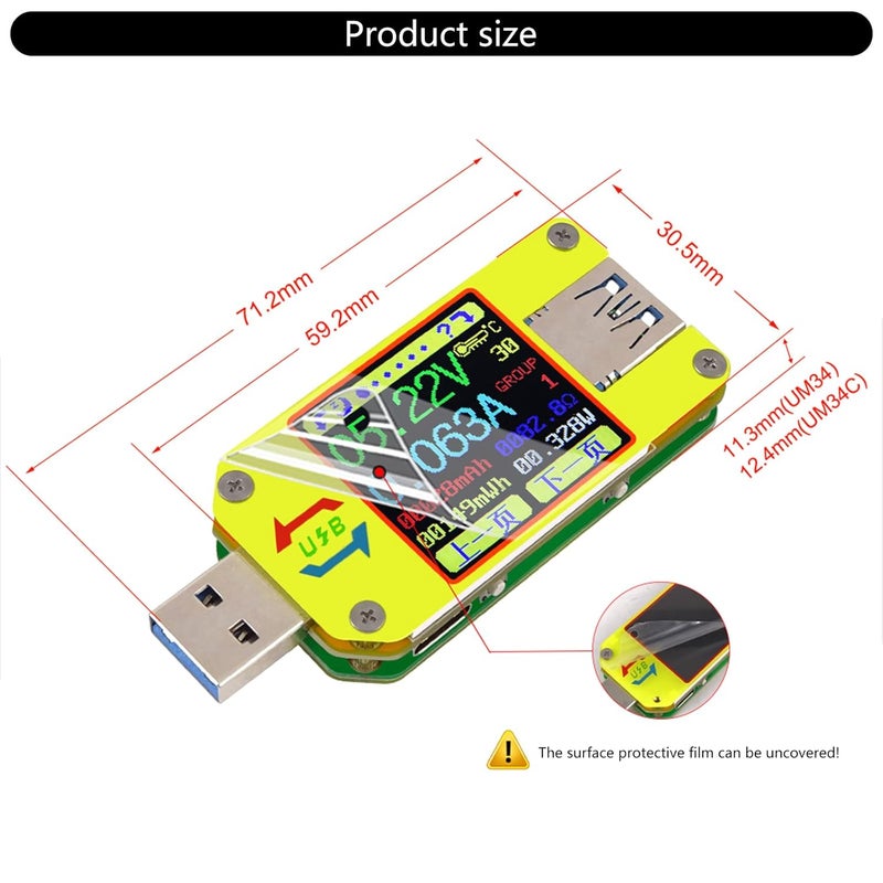 شاشة LCD ملونة USB فولتميتر أميتر 4 24 فولت 4 أمبير مقياس التيار والجهد - Image 4